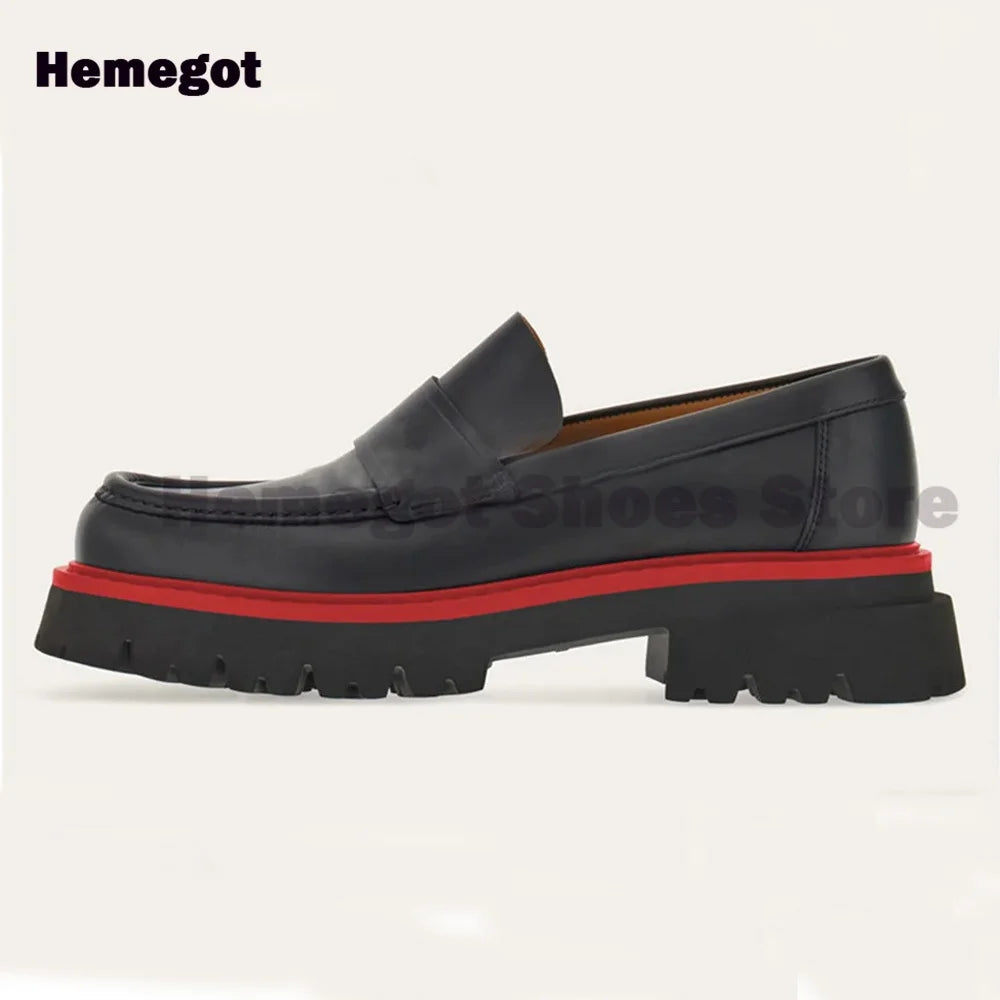 THICK LUX - Men's Luxury Thick-Sole Slip-On Loafers - Breathable Handmade Black Casual Shoes
