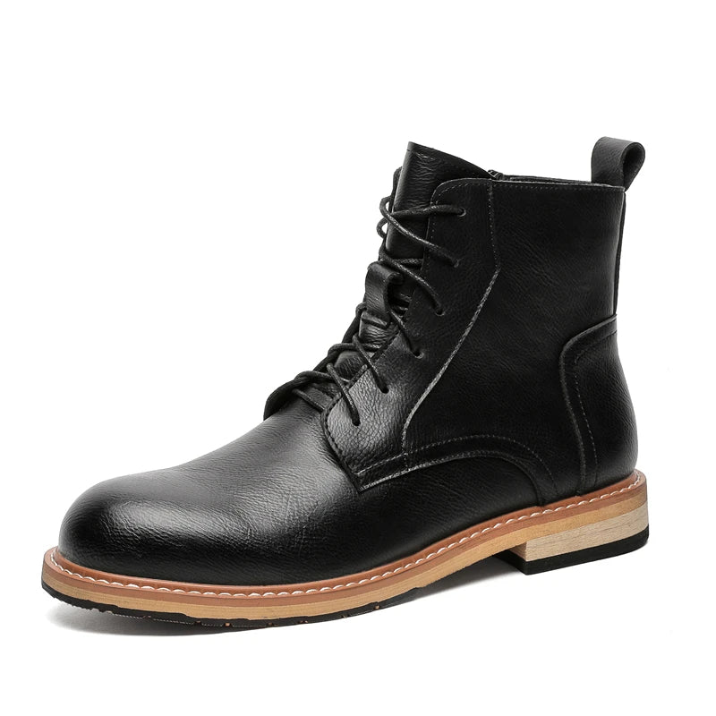 IRON RIDGE - Men's Vintage Ankle Boots - Lace Up, Side Zipper, Combat & Motorcycle Style