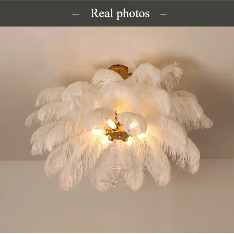 PLUME - Nordic Feather Chandelier - 3 Colors, 3 Sizes, LED Bulbs Included