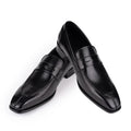 BOARDROOM SLIP - Men's Handmade Cowhide Leather Loafers - Elegant Business Dress Shoes in Black & Brown