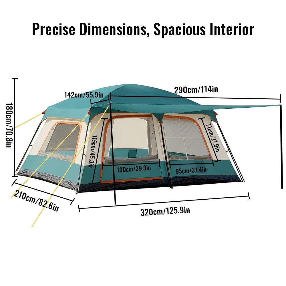 4-6 Person Family Camping Tent 2 Bedrooms Large Waterproof Easy Setup