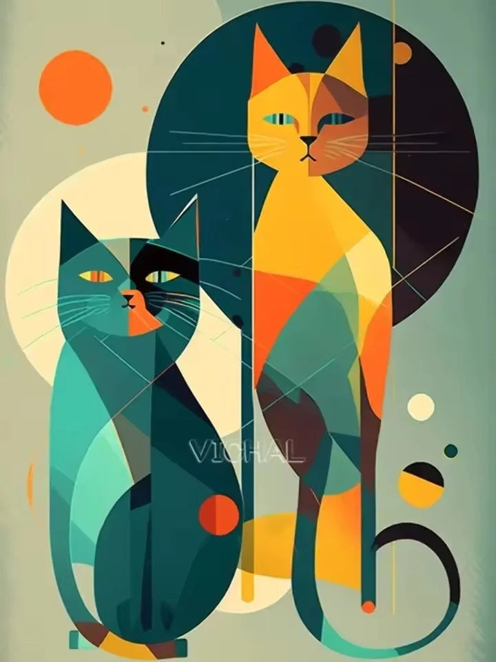 Colorful Cat Canvas Print - Frameless Rainbow - Playful Pop
