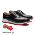 ARTISAN OX - Men's Hand-Painted Genuine Leather Oxford Sneakers - Business Casual Shoes in Black & Burgundy