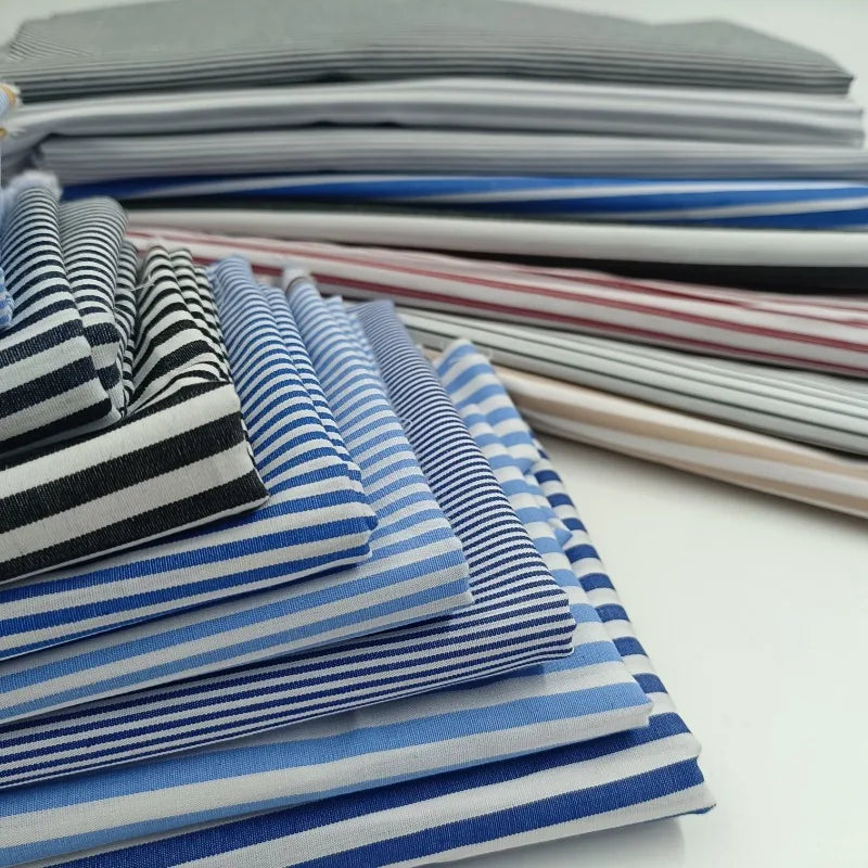 Striped Cotton Poplin Fabric – 145cm Wide, By the Meter