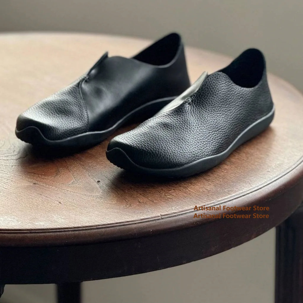 FLAT BLACK - Soft Sole Slip-On Loafers - Classic Silhouette, All-Day Ease