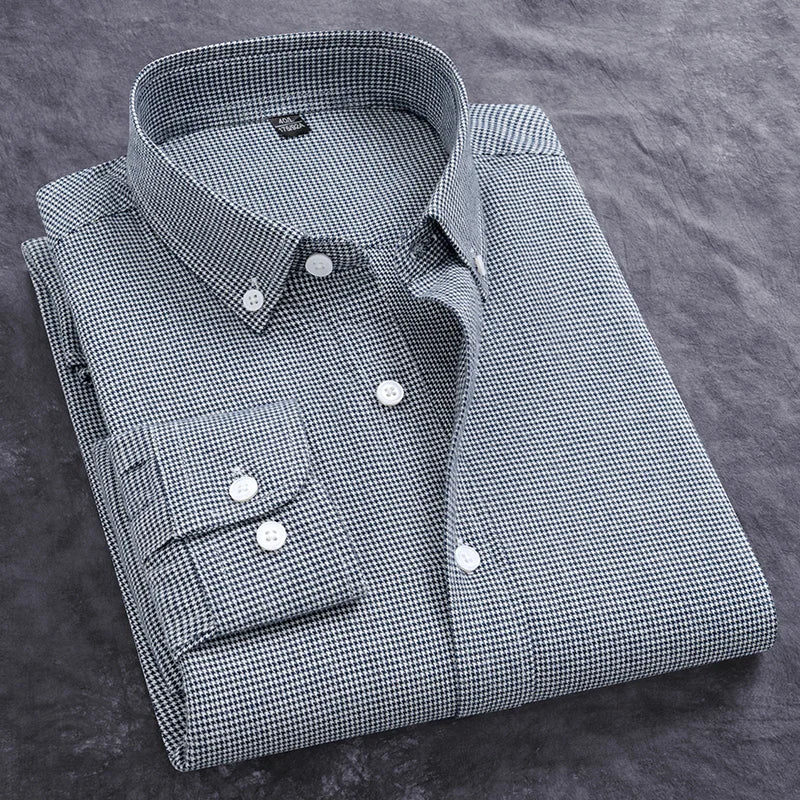 OXFORD NINE - Men's Cotton Oxford Dress Shirt - Stripe & Solid, Long Sleeve