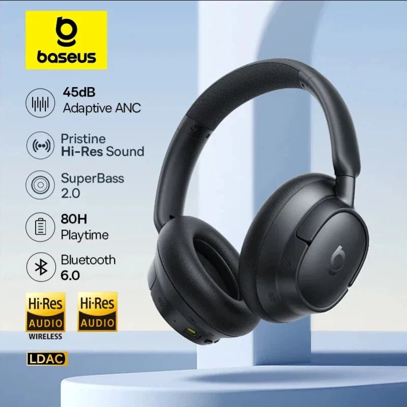 Baseus EH10 ANC Wireless Headphones – 45dB Adaptive Hi-Res LDAC Bluetooth 6.0 80H