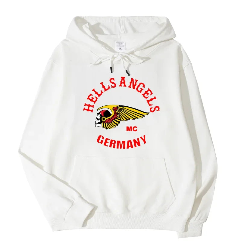 Biker Wing Skull Hoodie Germany Vintage Motorcycle Club Unisex