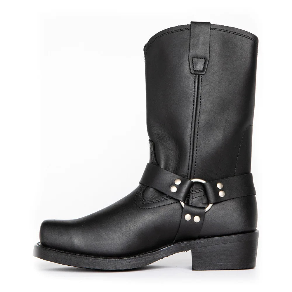Men's Retro Western Cowboy Boots - Slip-On Square Toe Mid-Calf Waterproof