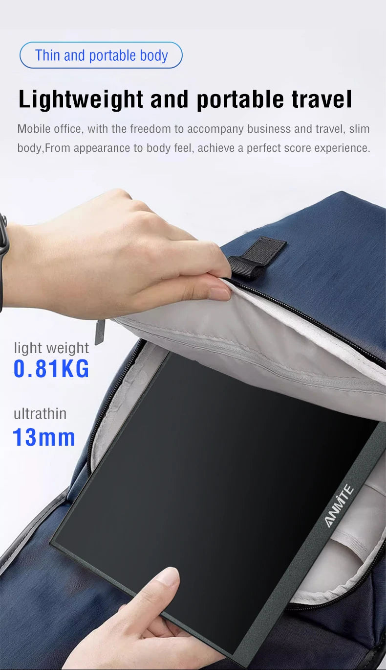 Anmite 16-Inch Portable Touch Monitor Non-touch optional 1200P HDR 16:10 For XBox PS4 / 5 Switch Cell Phone PC Laptop Extension