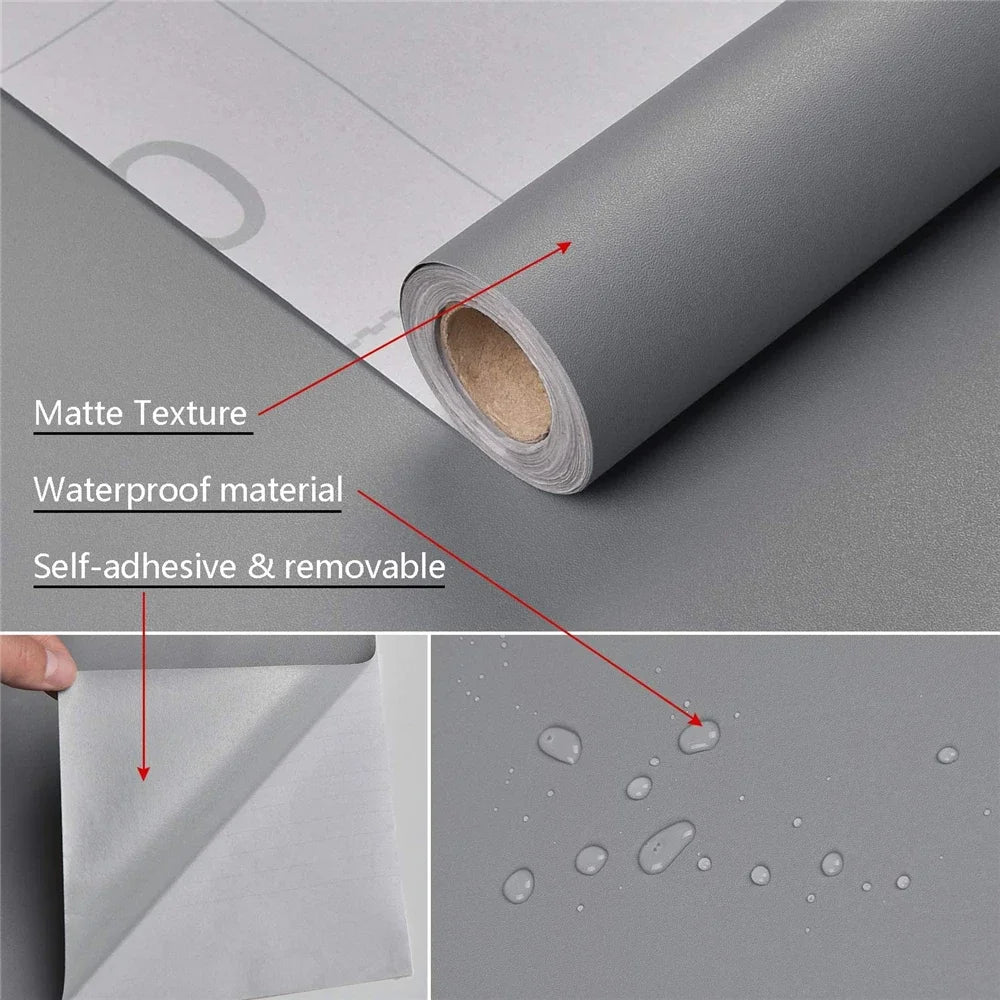 MATTE SOLID CONTACT PAPER - Self-Adhesive PVC, 6 Colors & 4 Lengths - Clean Spaces