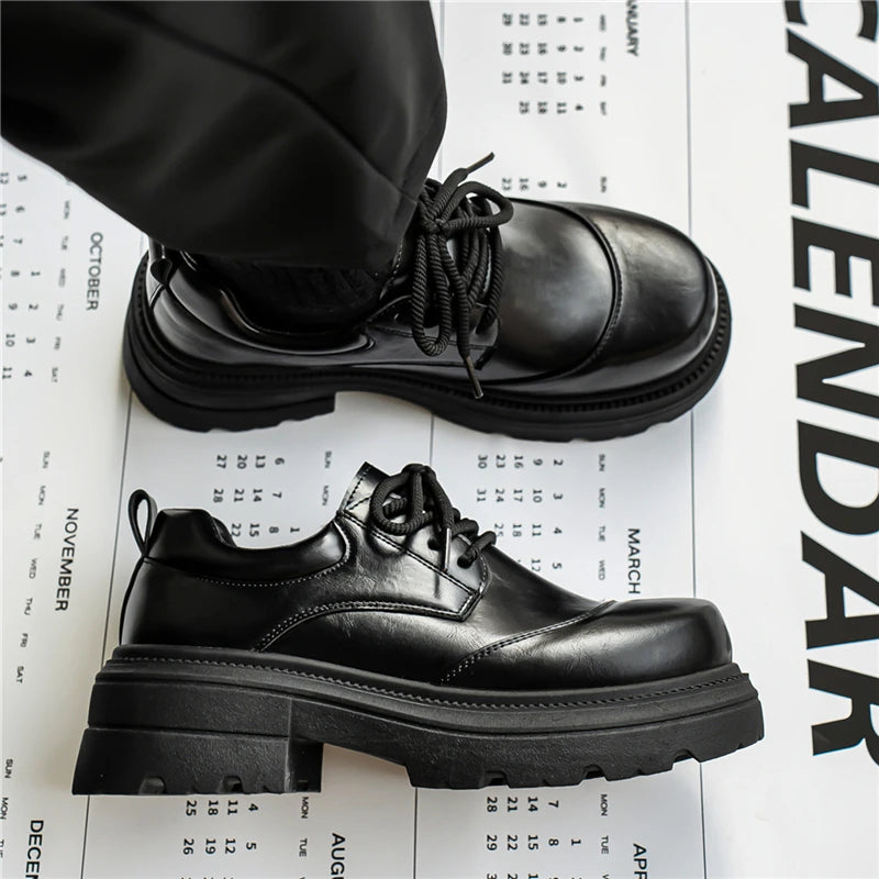 BRIT BLOCK - Thick-Sole Derby Oxfords - Classic British Edge, Modern Height