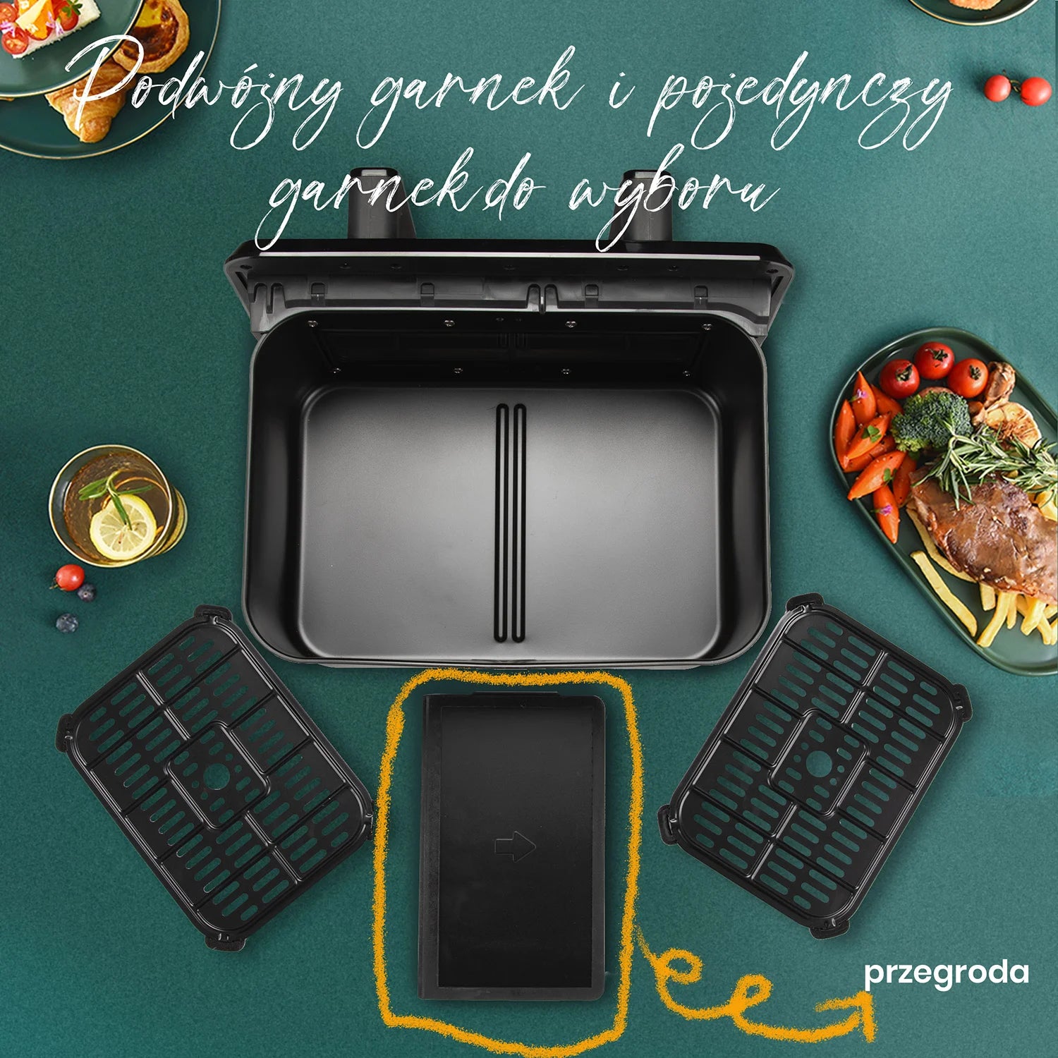 Sinaopus Air Fryer 9L XXL Dual Chamber - 2200W, LED Touch