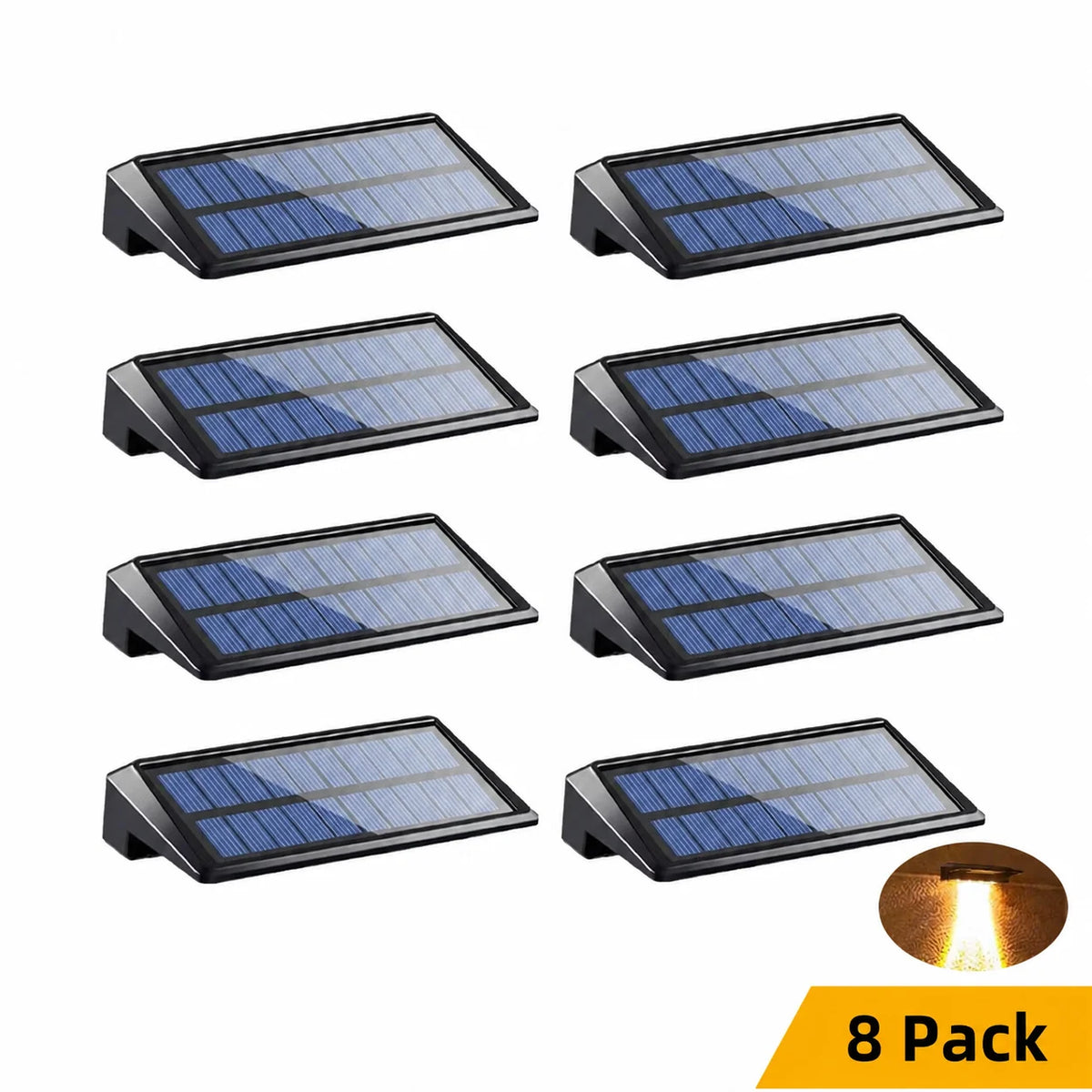 SOLAR FENCE LIGHTS - 8-Pack, 4 LEDs, IP44 - Auto Night Glow