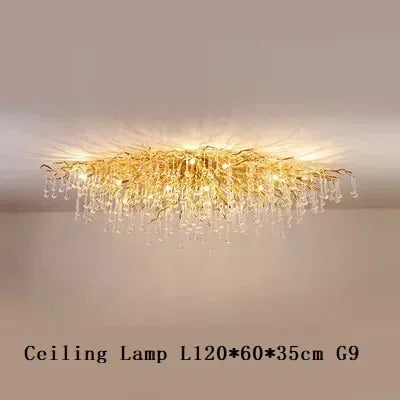 Luxury Gold Crystal Chandelier – Water Drop, Pendant & Ceiling