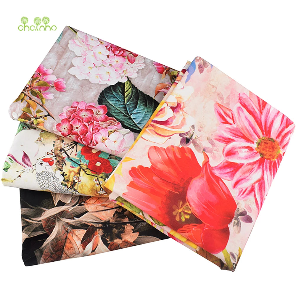 Chainho Printed Cotton Linen Fabric – 140cm Wide, 5 Patterns