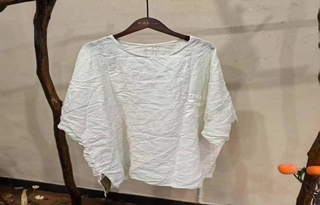 Spring Summer Arts Style Women O-neck Batwing Sleeve Casual Tops Tees Good Quality Cotton Linen Vintage Loose Long T-shirt T2513