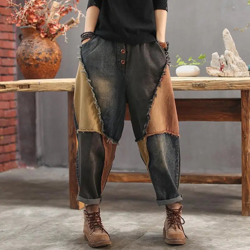 Harajuku Patchwork Wide Leg Harem Jeans