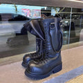 CROSS STRAP - High-Top Black Leather Work Boots - Make Every Step Count