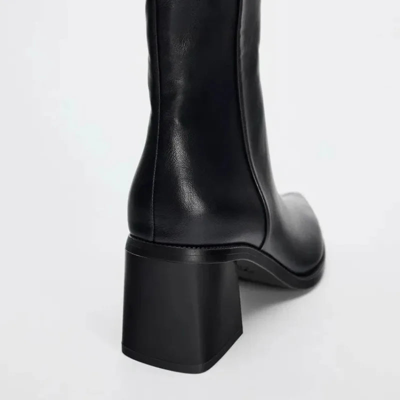 Chelsea Boots – Chunky Heel Pointed Toe Side Zip