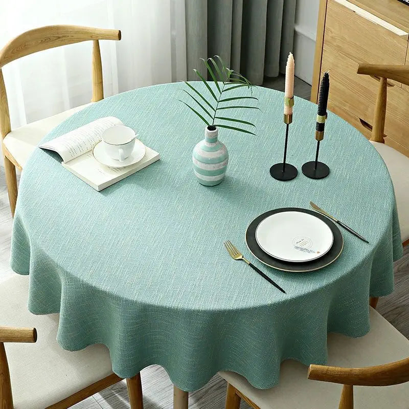 ROUND LINEN TABLECLOTH - Cotton-Linen Blend, 8 Colors, Multi-Size - Calm Tables