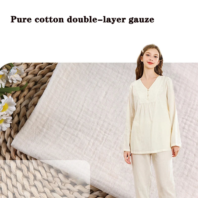 Double Gauze Cotton Muslin Fabric by the Meter for DIY Craft & Sewing Material Like Dress Towel Cheesecloth Table Runner Fabrics
