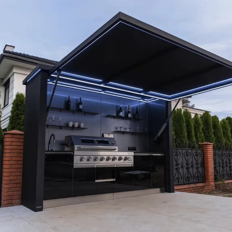 OUTDOOR BBQ KITCHEN POD - 304 Stainless Steel, Gas Grill - Custom Camping