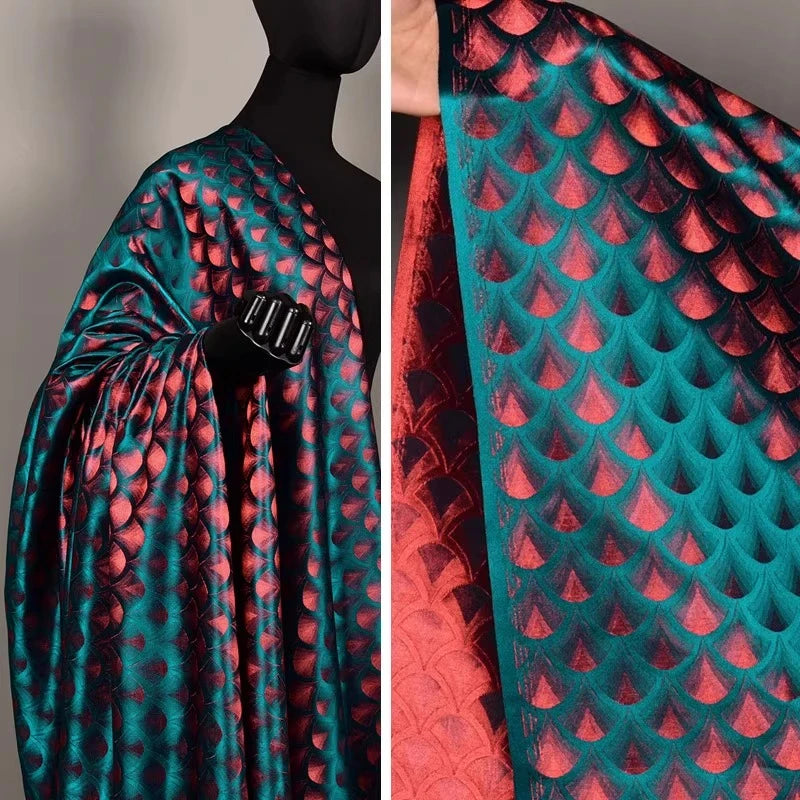JACQUARD BROCADE SATIN FABRIC - Polyester-Cotton, 150cm Wide - Statement Pieces