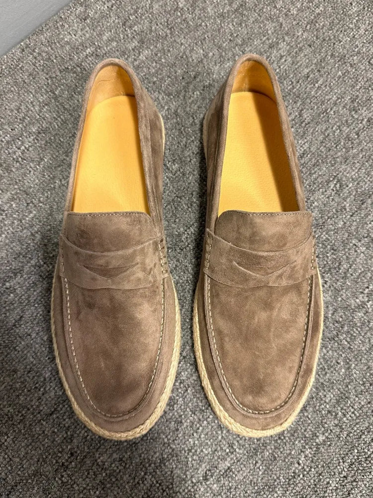 SUEDE WEAVE - Men's Cow Suede Leather Loafers - Vintage Moccasin Driving Shoes