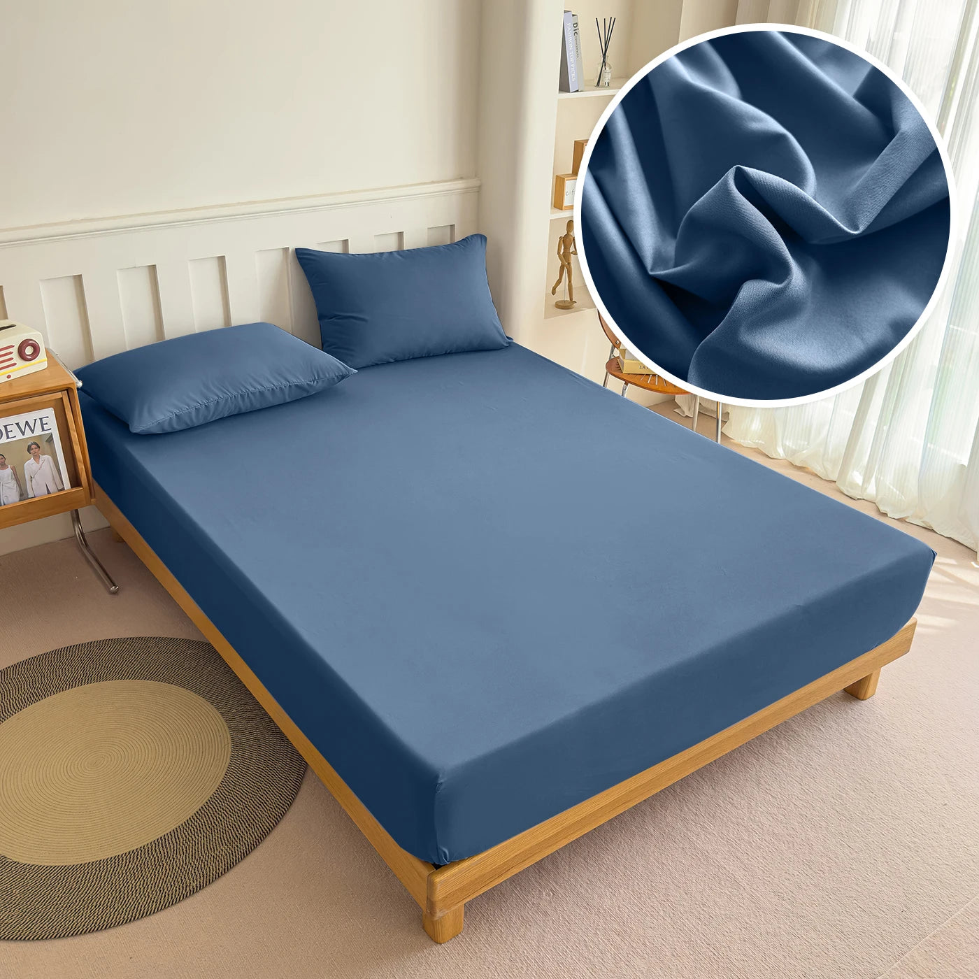 CLEAN HOLD - Solid Color Fitted Sheet - Elastic Band, 200 TC, 5 Colors