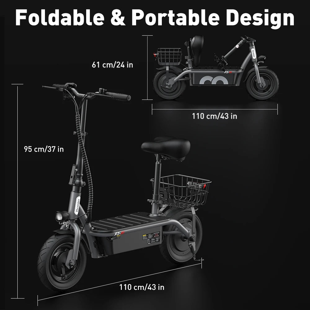 iSCOOTER F2 ELECTRIC SCOOTER - 30 KM Range, 10" Tires - Everyday Freedom