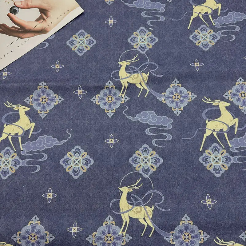 ORIENTAL PRINT COTTON LINEN FABRIC - Brocade Woven by the Meter - Bold & Breathable