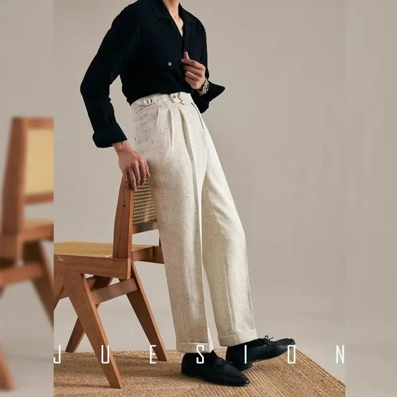 NAPLES SUIT - Men's Formal Straight Trousers - High Waist, Elegant Business Style