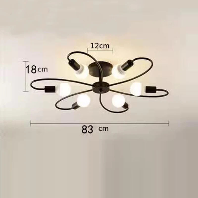 Retro Industrial Pendant Light – 3/6/8 Heads, Black/Gold/White