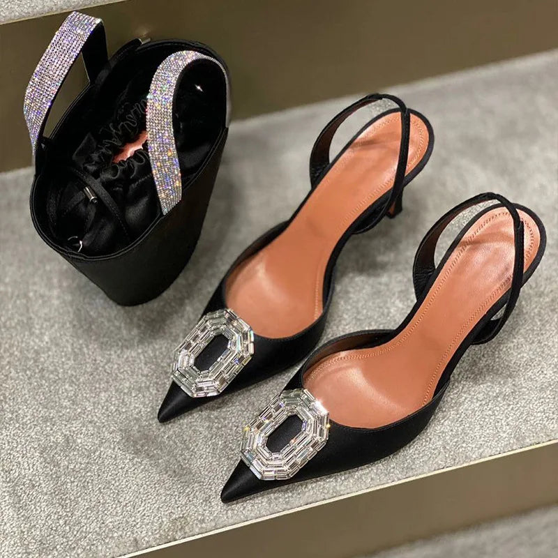 Water Diamond Buckle Toe Sandals 2026 New Pointed Thin Heel Hollow Banquet High Heels Platform Sandals Women Shoes