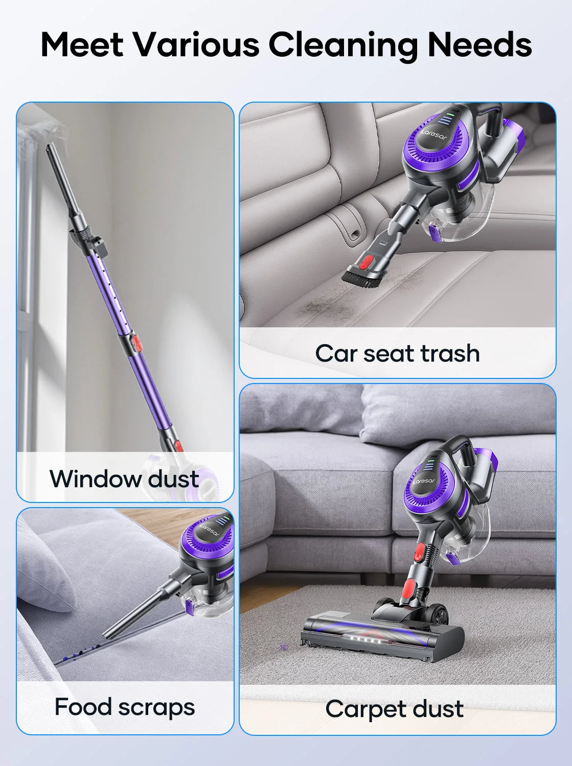 Laresar V10 Lite Cordless Vacuum Cleaner – 38000Pa Strong Suction, 45 Min Runtime