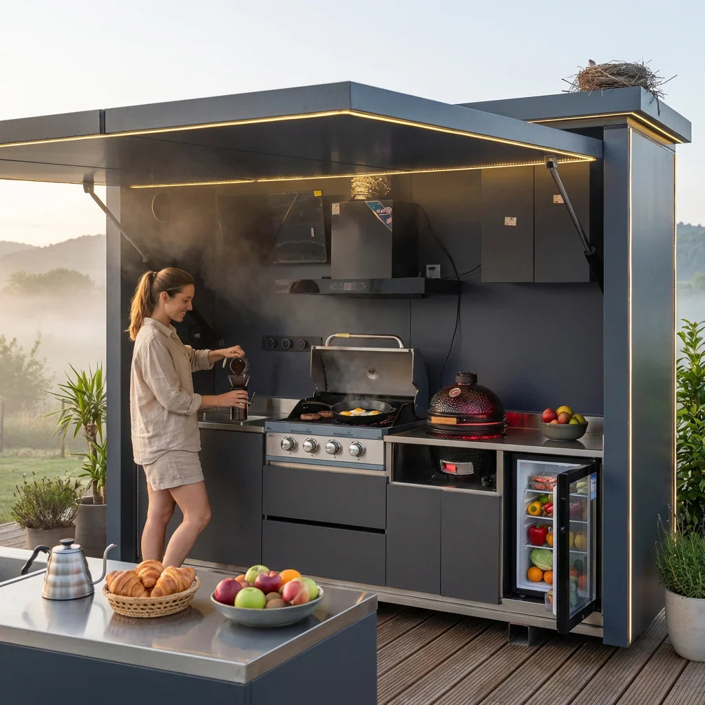 MODULAR OUTDOOR KITCHEN - Kamado Grill, Smoker & Pizza Oven - Stainless Steel