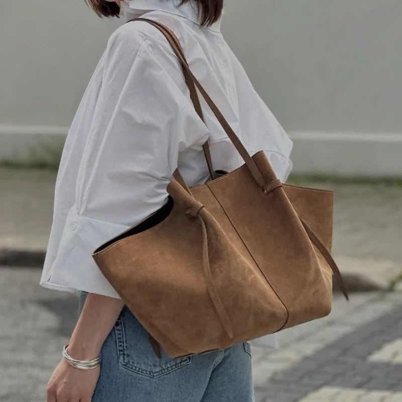Custom Initials Faux Suede Shopping Tote Bags For Women Luxury Designer Handbags Purse 2026 New Large Capacity Underarm Shoulder