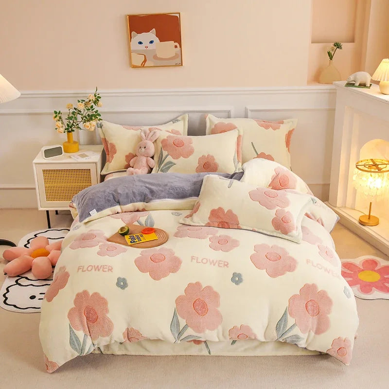 COZY FLANNEL - Thick Fleece Duvet Cover - Double-Sided Velvet, Winter Warmth