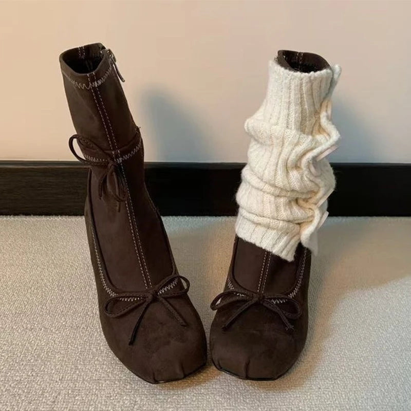Bow Mary Jane Chelsea Ankle Boots – Square Heel