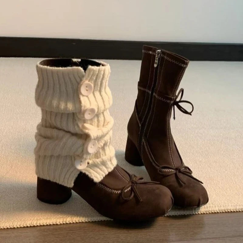 Bow Mary Jane Chelsea Ankle Boots – Square Heel