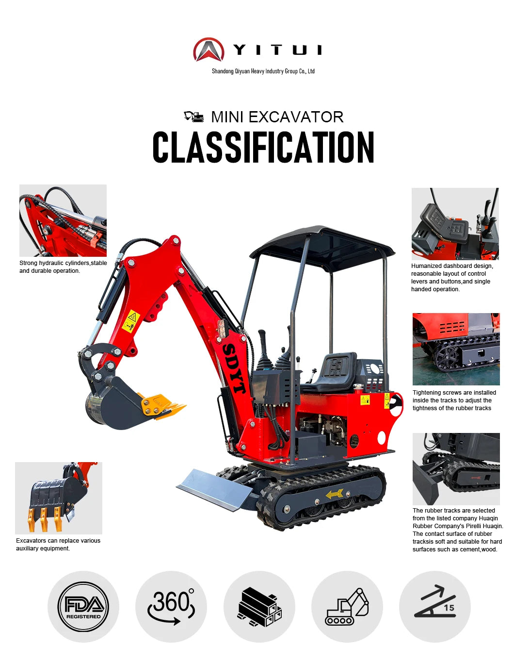 YITUI Mini Excavator - 1.2 Ton - Kubota/Briggs/KOOP