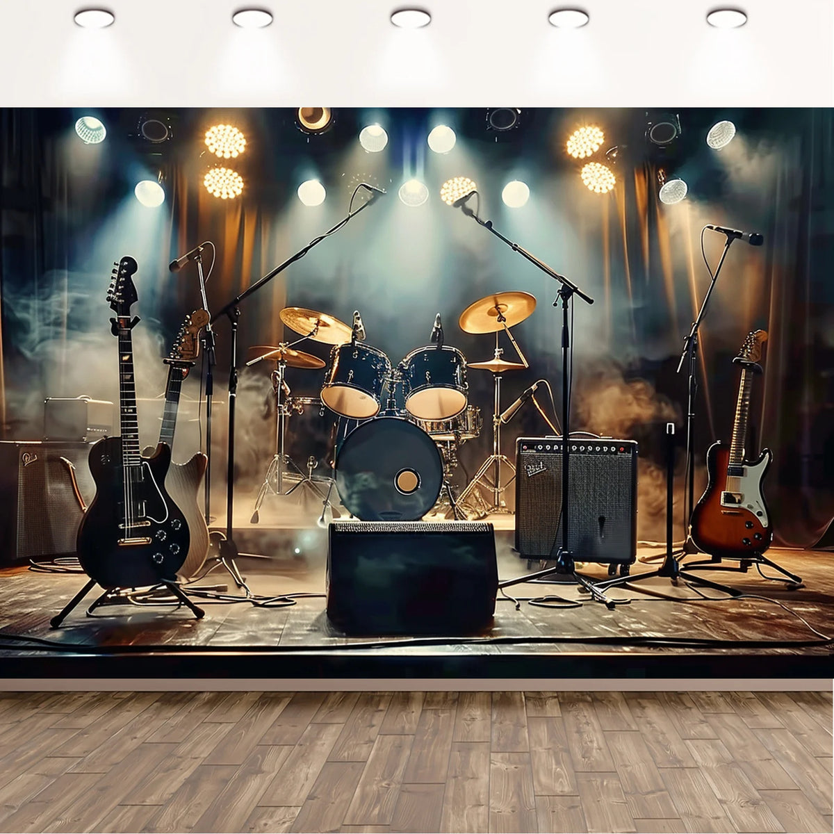 Live Music Stage Backdrop - Polyester - Concert Mood