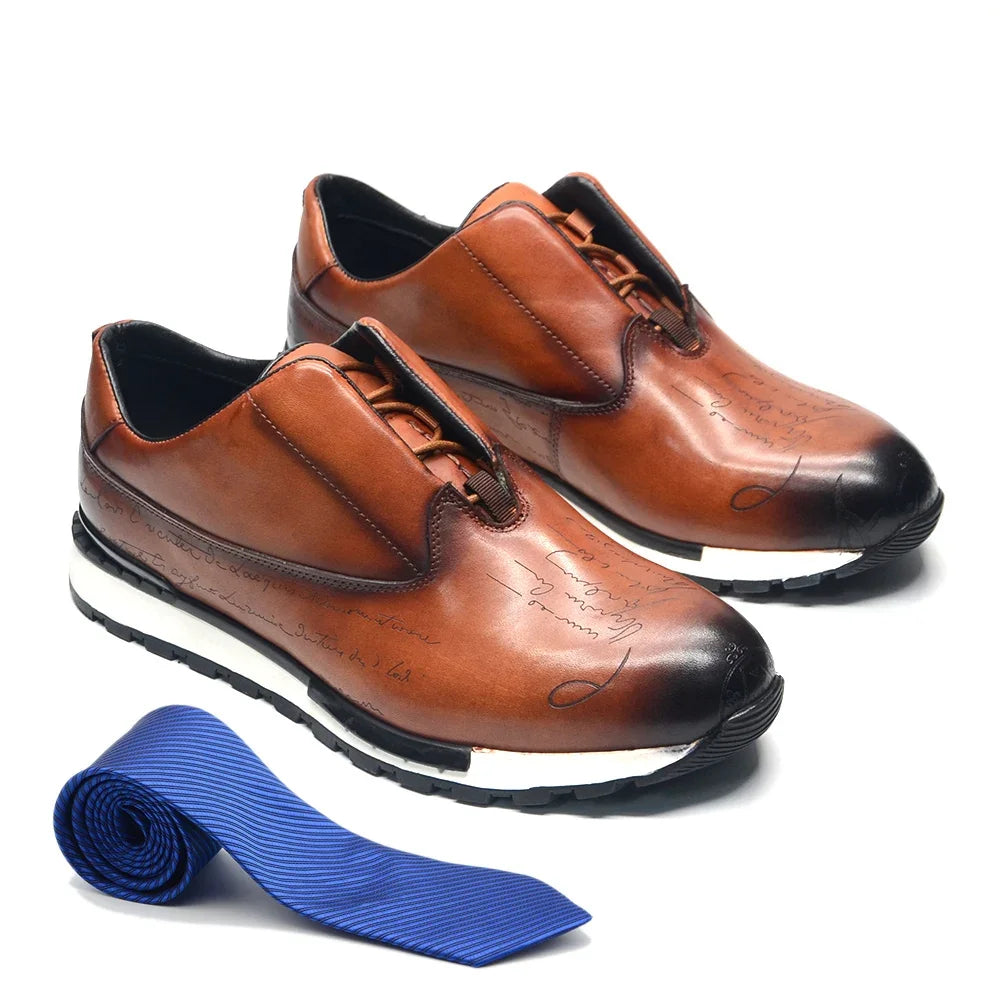 TOTEM STRIDE - Hand-Painted Cowhide Sneakers - Art You Can Walk In