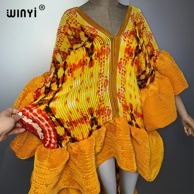 Moonlit Muse - Pleated Maxi Kaftan - Evening Flow