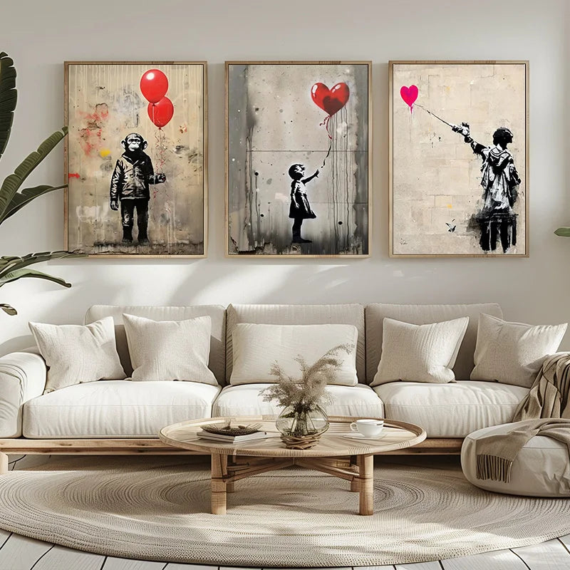 BANKSY BALLOON CANVAS PRINT - Unframed - Pop Art Decor