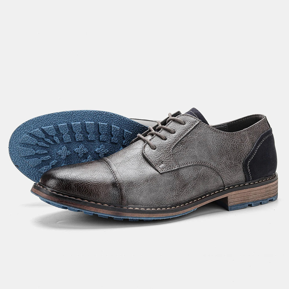 URBAN DERBY - Men's Casual Lace-Up Derby Shoes - Lightweight Faux Leather Dress Shoes, US Sizes 7-13