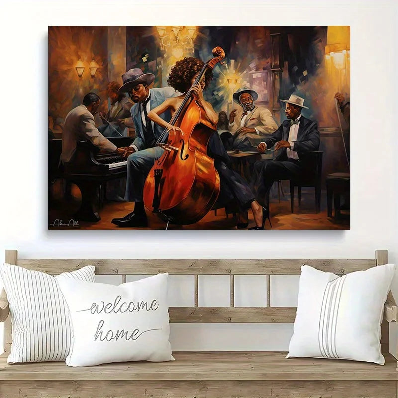 Vintage Jazz Band Canvas - Multi-Size - Music Scene