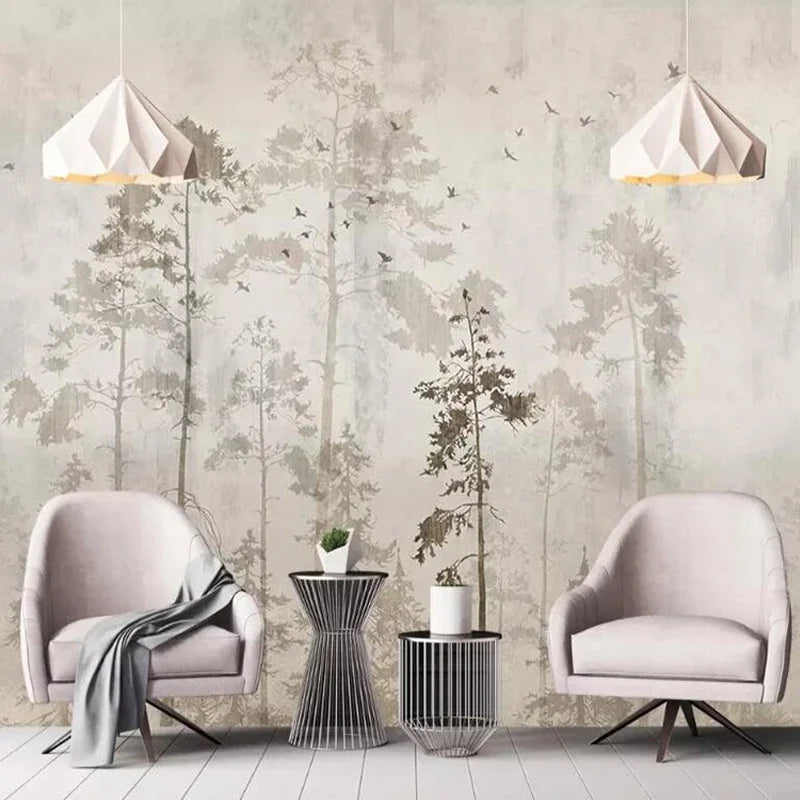 FOREST BIRD MURAL - Custom Wall Wallpaper - 3D Nature Decor
