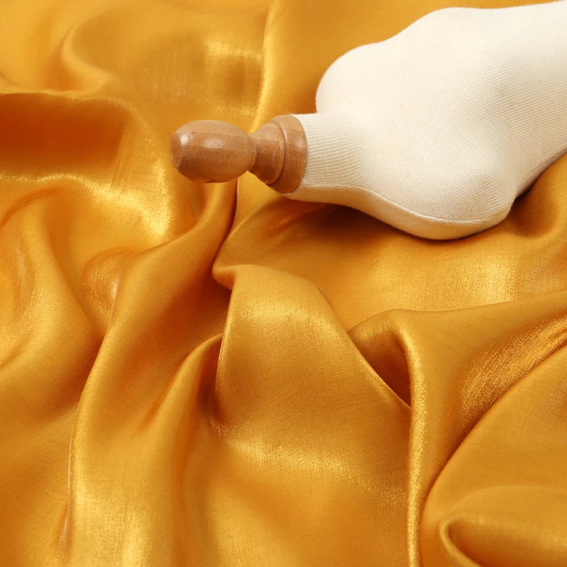Gradient Wine Red Glazed Silk Satin Fabric Hanfu Pants Skirt Wedding Skin-friendly Breathable Bright Luster